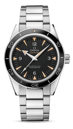 OMEGA black face watch in silver